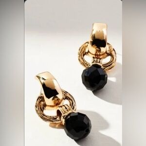 Anthropologie Gold Door Knocker Drop Earrings. NWT